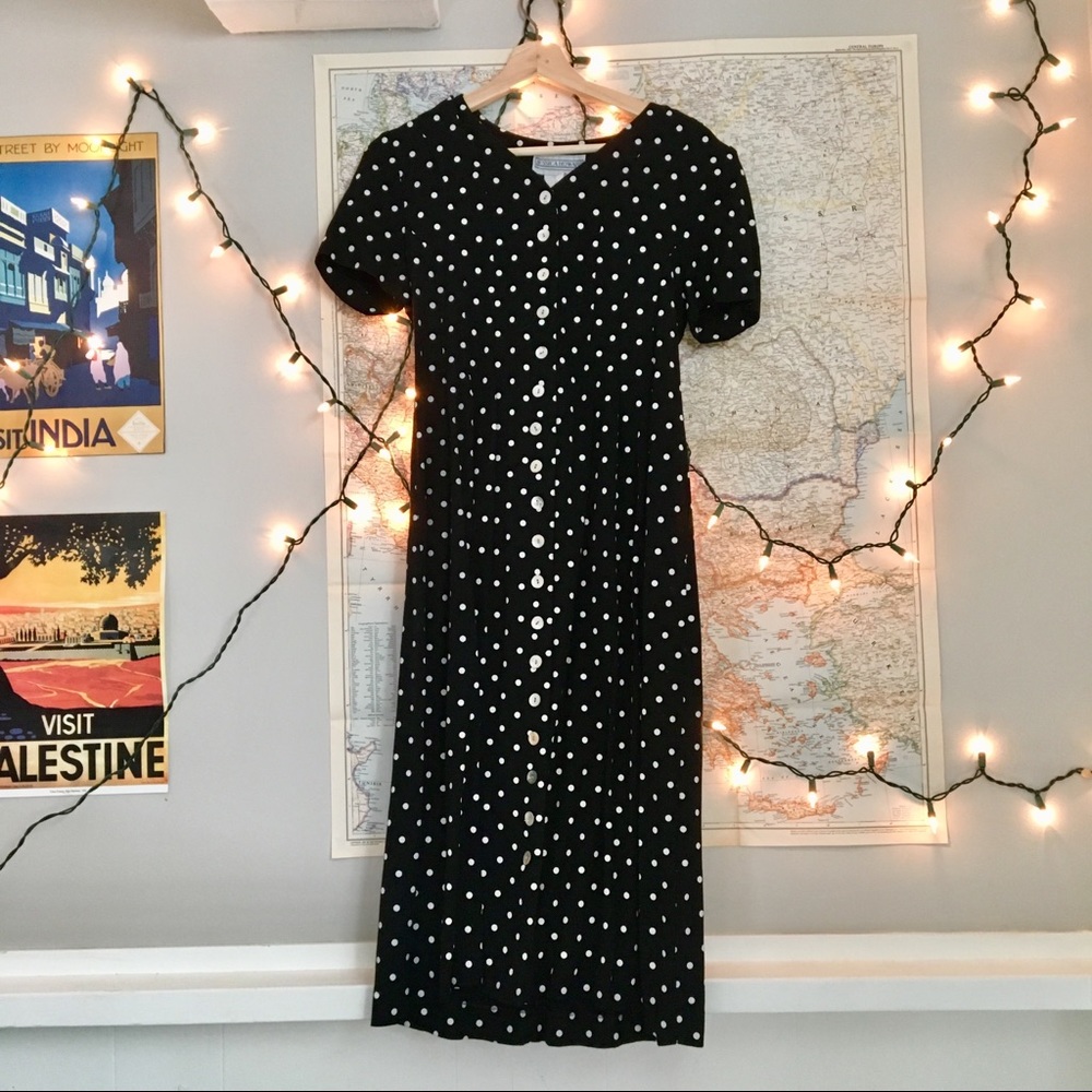 Polka-dot Pearl-button Cheeky Girl Dress